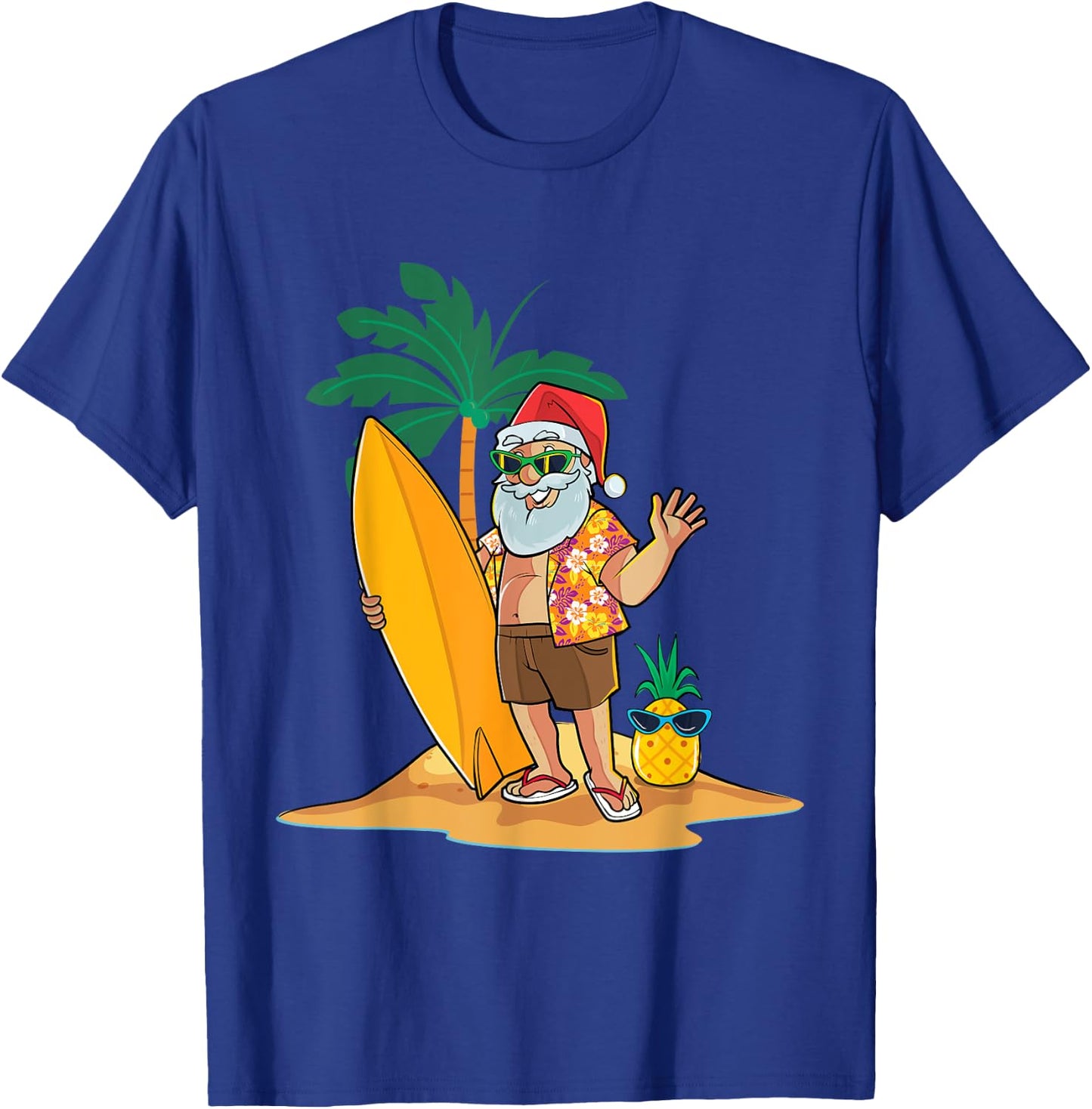 Christmas in July Funny Santa Summer Surf Hawaiian Surfing Women Kids T-Shirt - T-Shirt | Royal