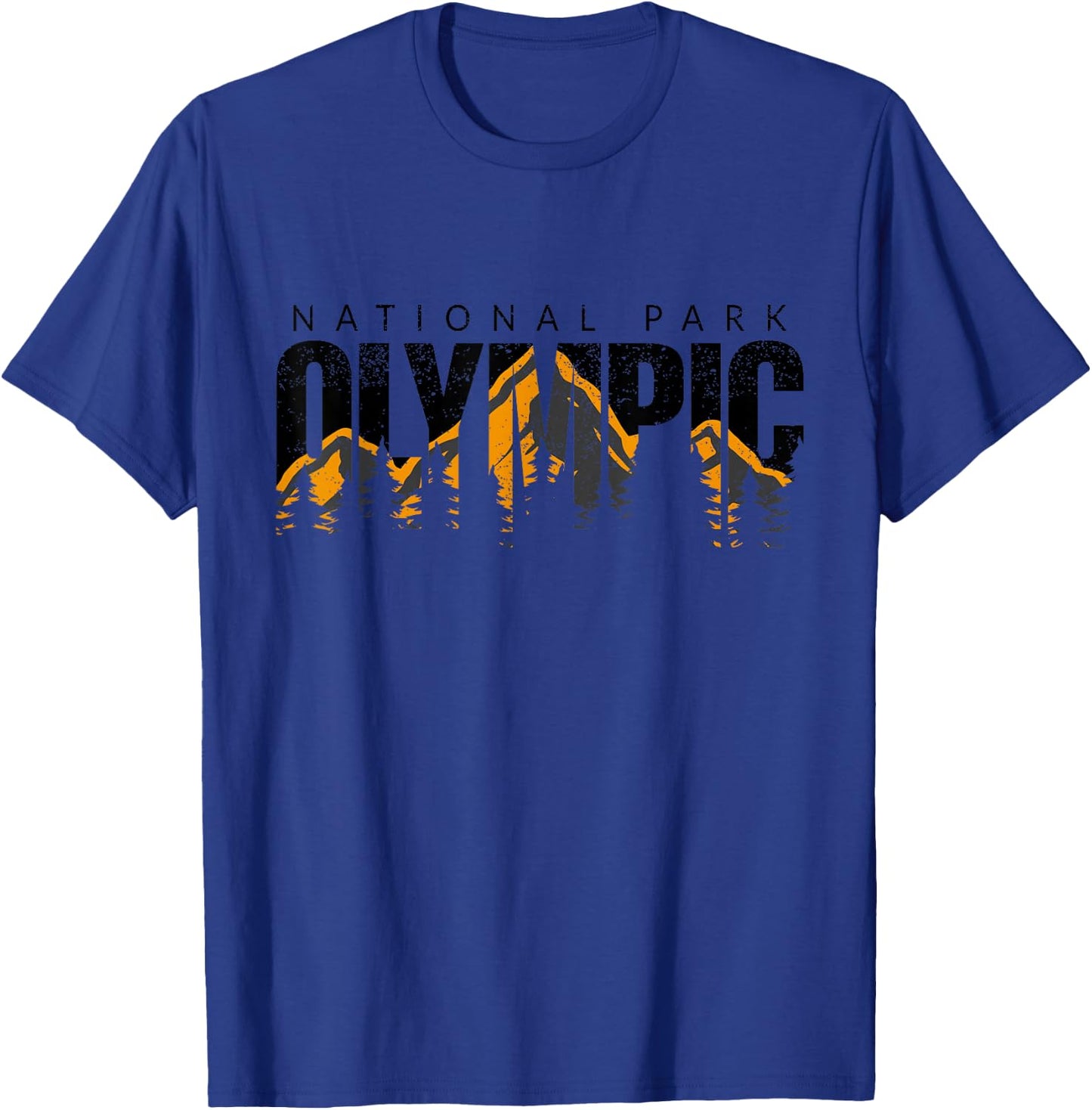 Olympic National Park -Adults & Kids Retro National Park Grey Small Classic Fit Short Sleeve Cotton 100% T-Shirt - T-Shirt | Royal