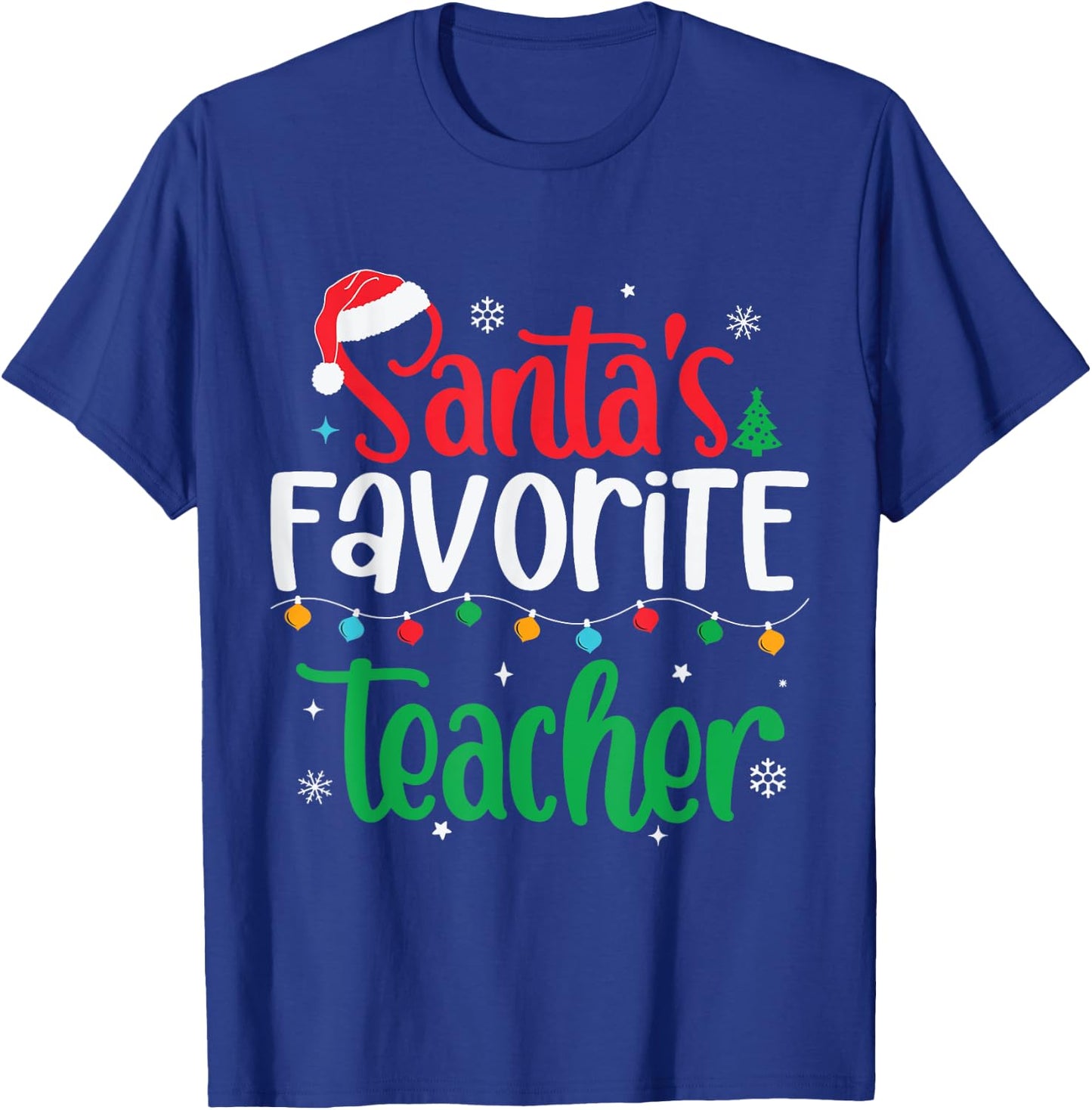 Santa's Favorite Teacher Family Matching Group Christmas T-Shirt - T-Shirt | Royal