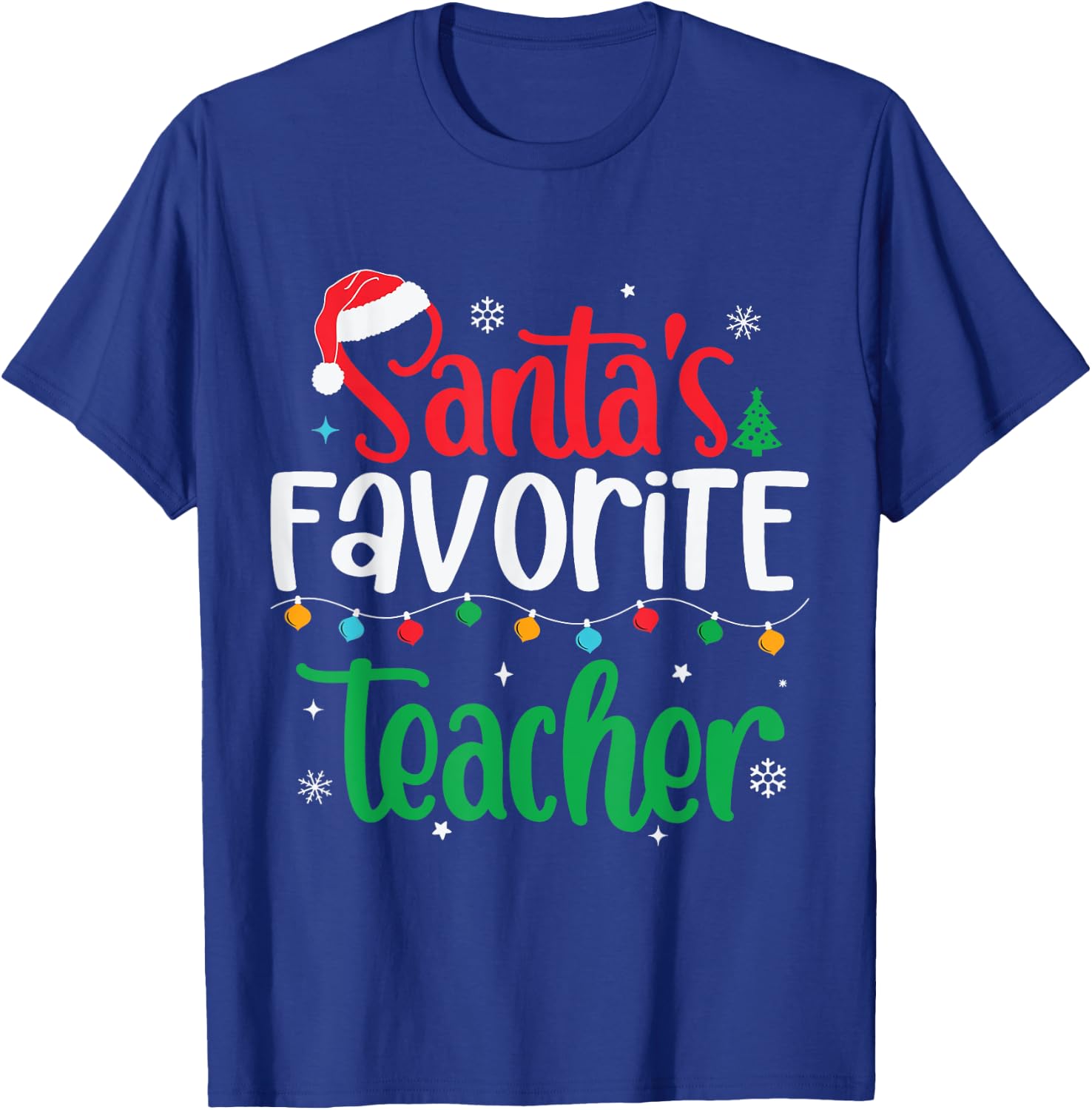 Santa's Favorite Teacher Family Matching Group Christmas T-Shirt - T-Shirt | Royal