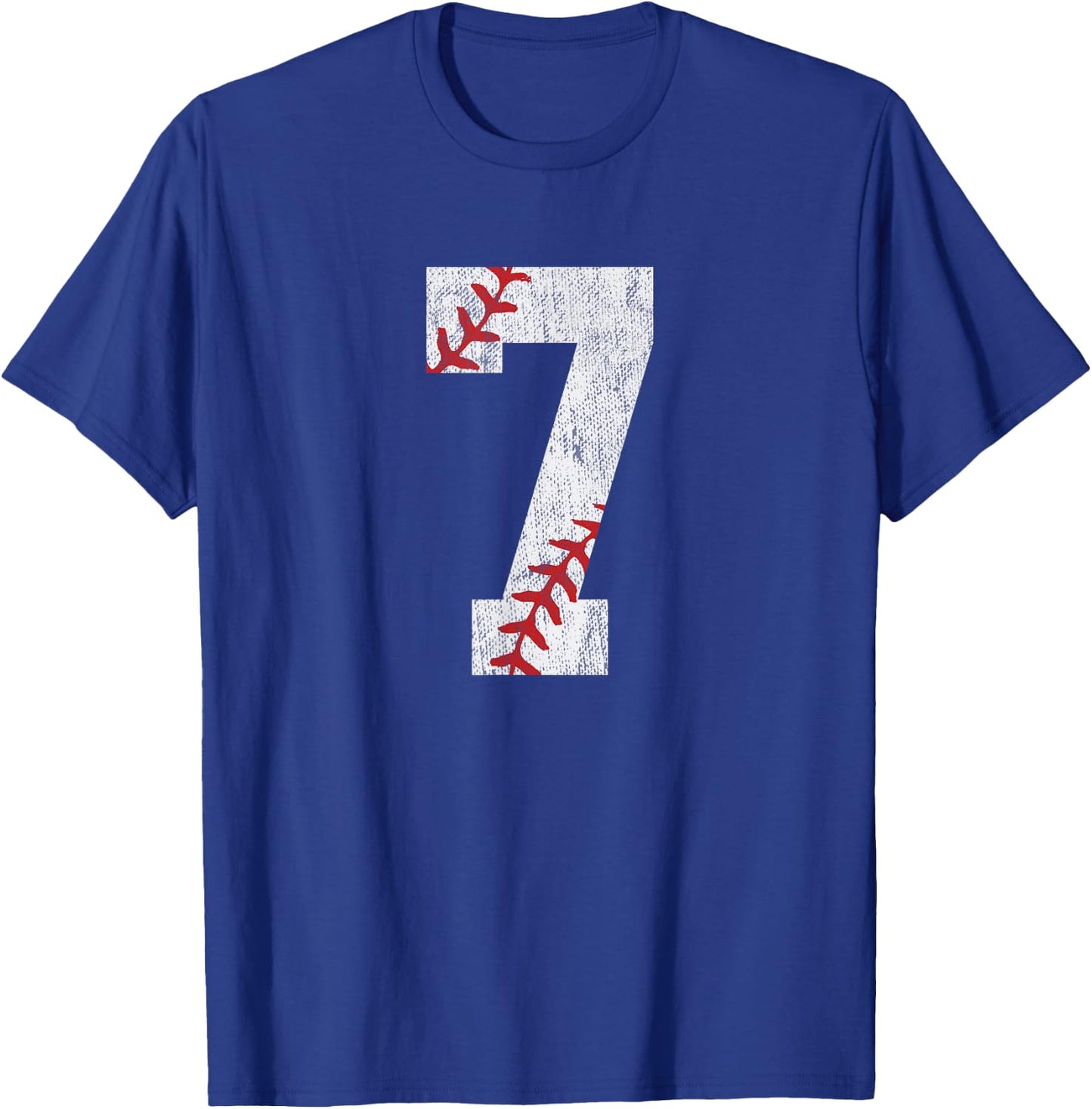 Number #7 Vintage 7th Birthday Baseball Lover 7 Years Old T-Shirt - T-Shirt | Royal