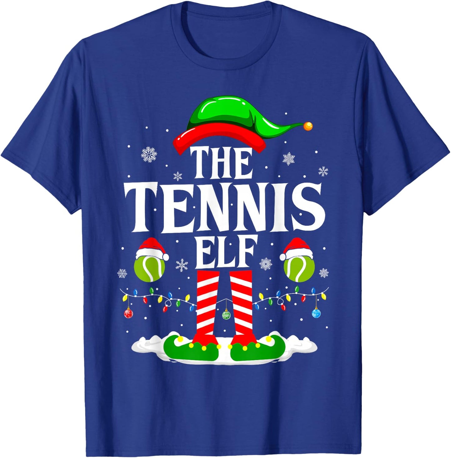 The Tennis Elf Funny Matching Xmas Tennis Christmas T-Shirt - T-Shirt | Royal