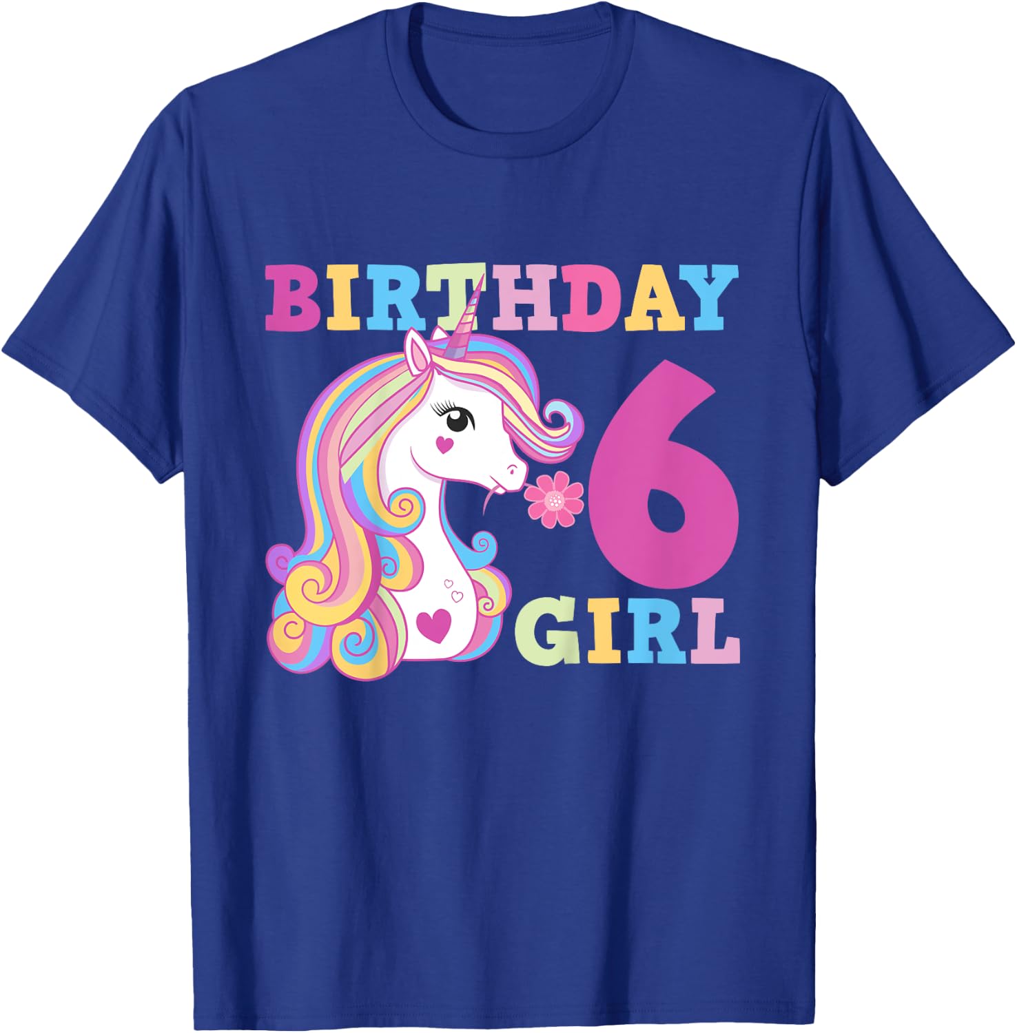 Unicorn Birthday Girl 6 T-Shirt - T-Shirt | Royal