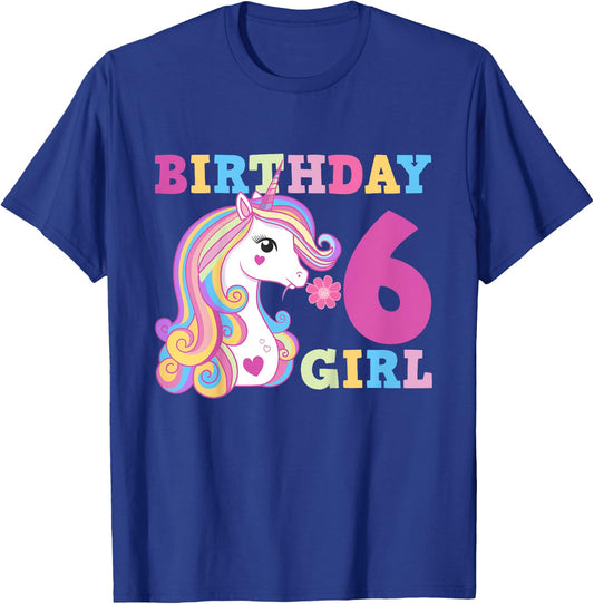 Unicorn Birthday Girl 6 T-Shirt - T-Shirt | Royal