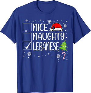 Nice Naughty Lebanese Christmas Naughty Family Group Xmas T-Shirt - T-Shirt | Royal