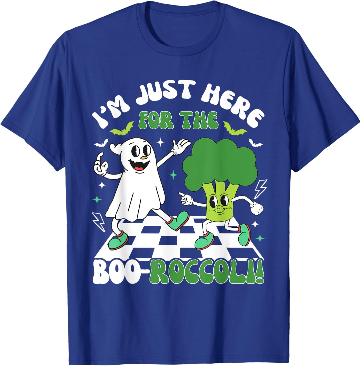 Broccoli Halloween Costume Kids Funny Retro Ghost Broccoli T-Shirt - T-Shirt | Royal