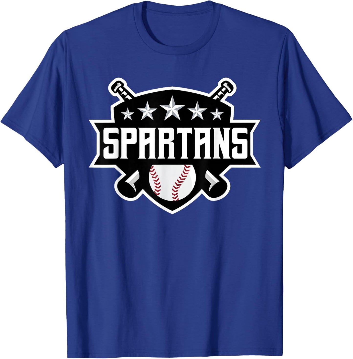 Spartan Baseball Sports Game Day Spirit Print Stars Mom Dad T-Shirt - T-Shirt | Royal