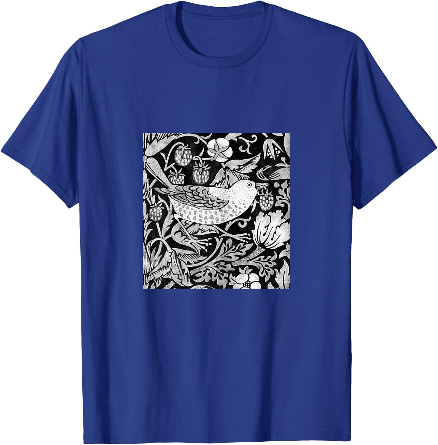 William Morris Bird & Flower Tile, Gray, Black and White T-Shirt - T-Shirt | Royal