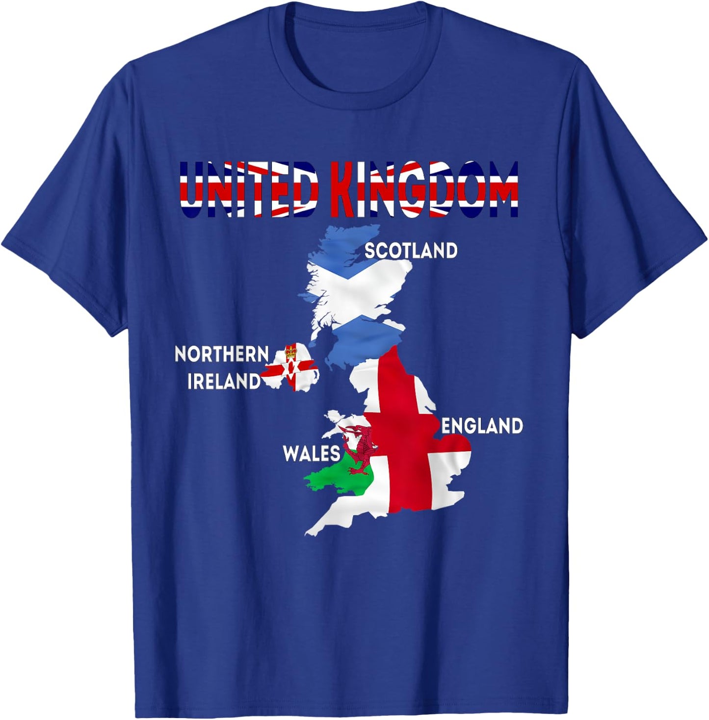 UK flag map, England, Scotland, Wales, Northern Ireland maps T-Shirt - T-Shirt | Royal