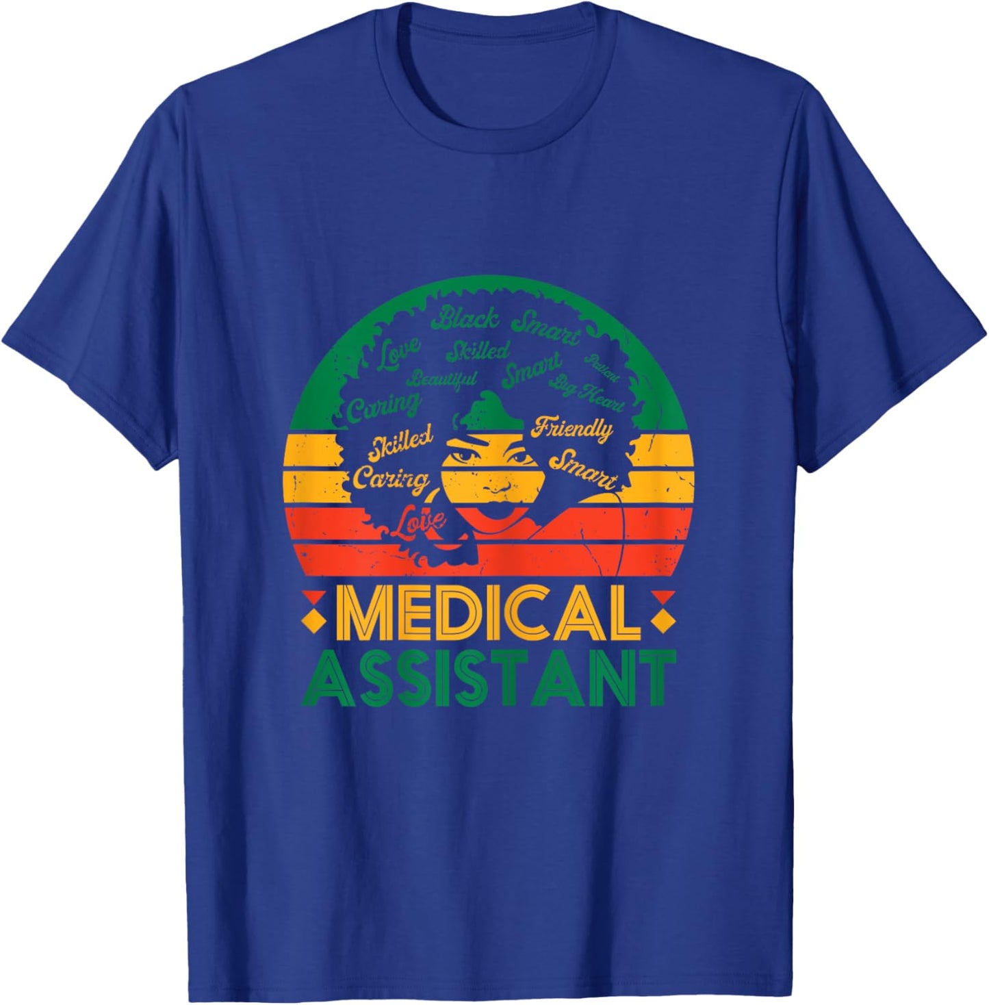 Black Woman Medical Assistant Afro Retro Black History Month T-Shirt - T-Shirt | Royal