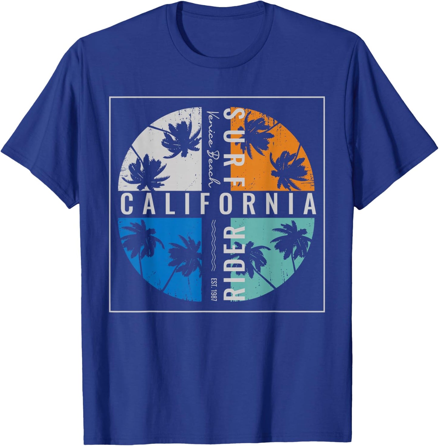 California Surf Rider Venice Beach Est 1987 T-Shirt - T-Shirt | Royal