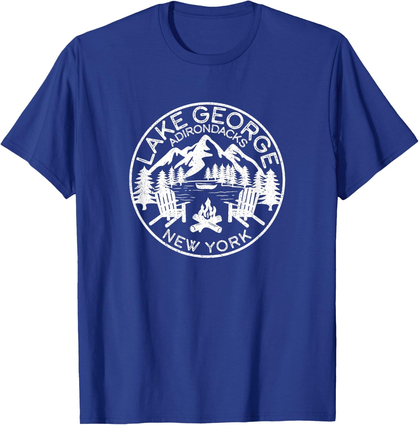 Lake George Adirondacks New York Distressed T-Shirt - T-Shirt | Royal