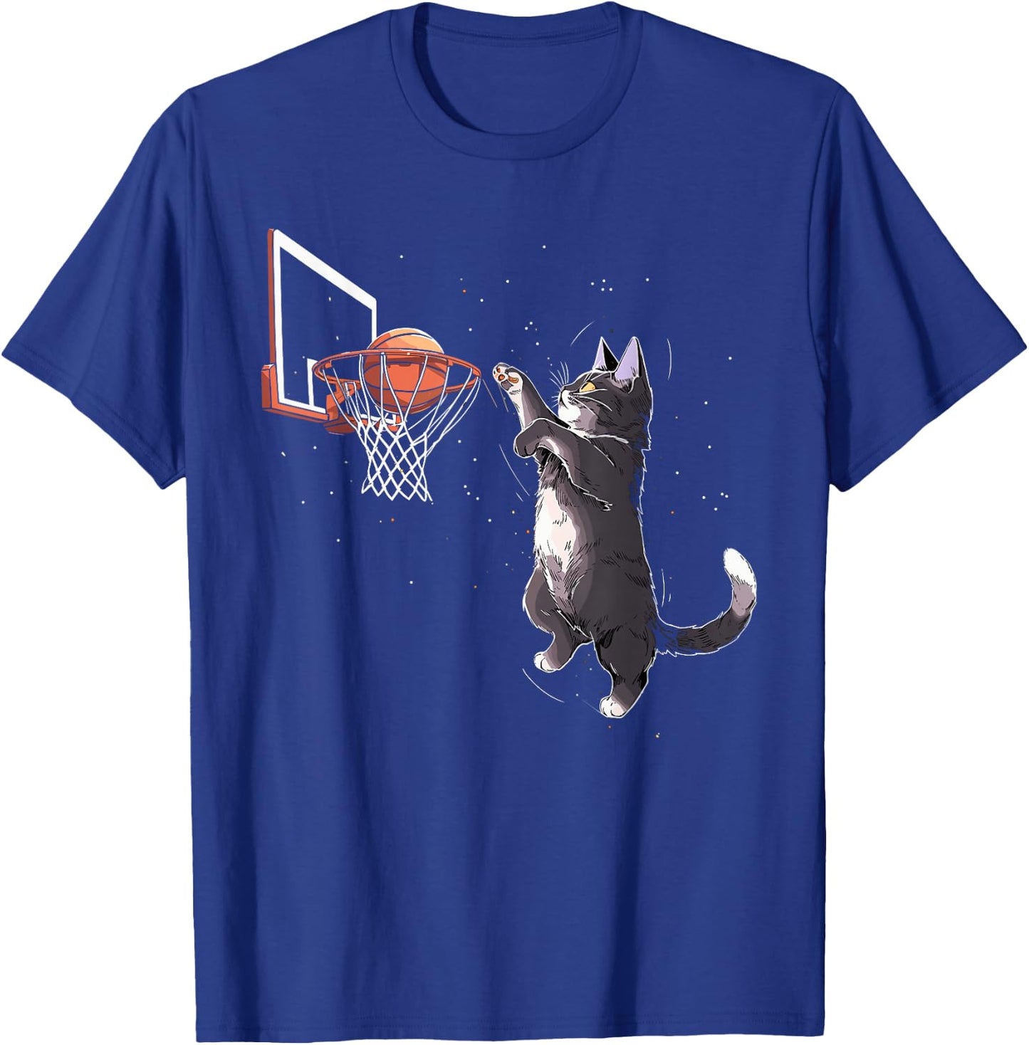 Cat Playing Basketball Gifts Men Women Kids Funny Cat T-Shirt - T-Shirt | Royal