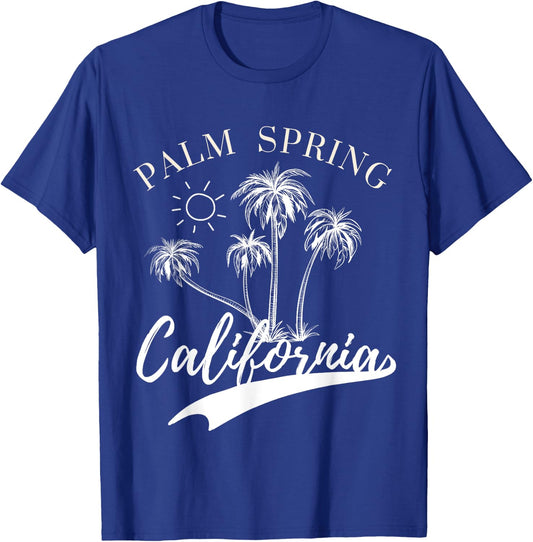 Palm Springs California Beach CA Surfer Tree Gifts & Apparel Men Women Kids T-Shirt - T-Shirt | Royal