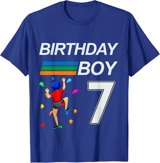 7 Years Old Birthday Bouldering Rock Climbing for Boys T-Shirt - T-Shirt | Royal