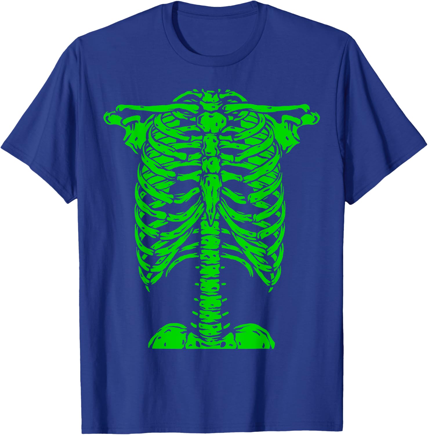 Skeleton Green Rib Cage Bone Costume Halloween Graphic X-Ray T-Shirt - T-Shirt | Royal
