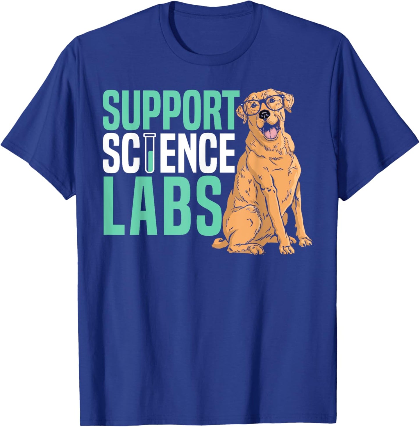 Support Science Lab Future Scientist Labrador Dog T-Shirt - T-Shirt | Royal