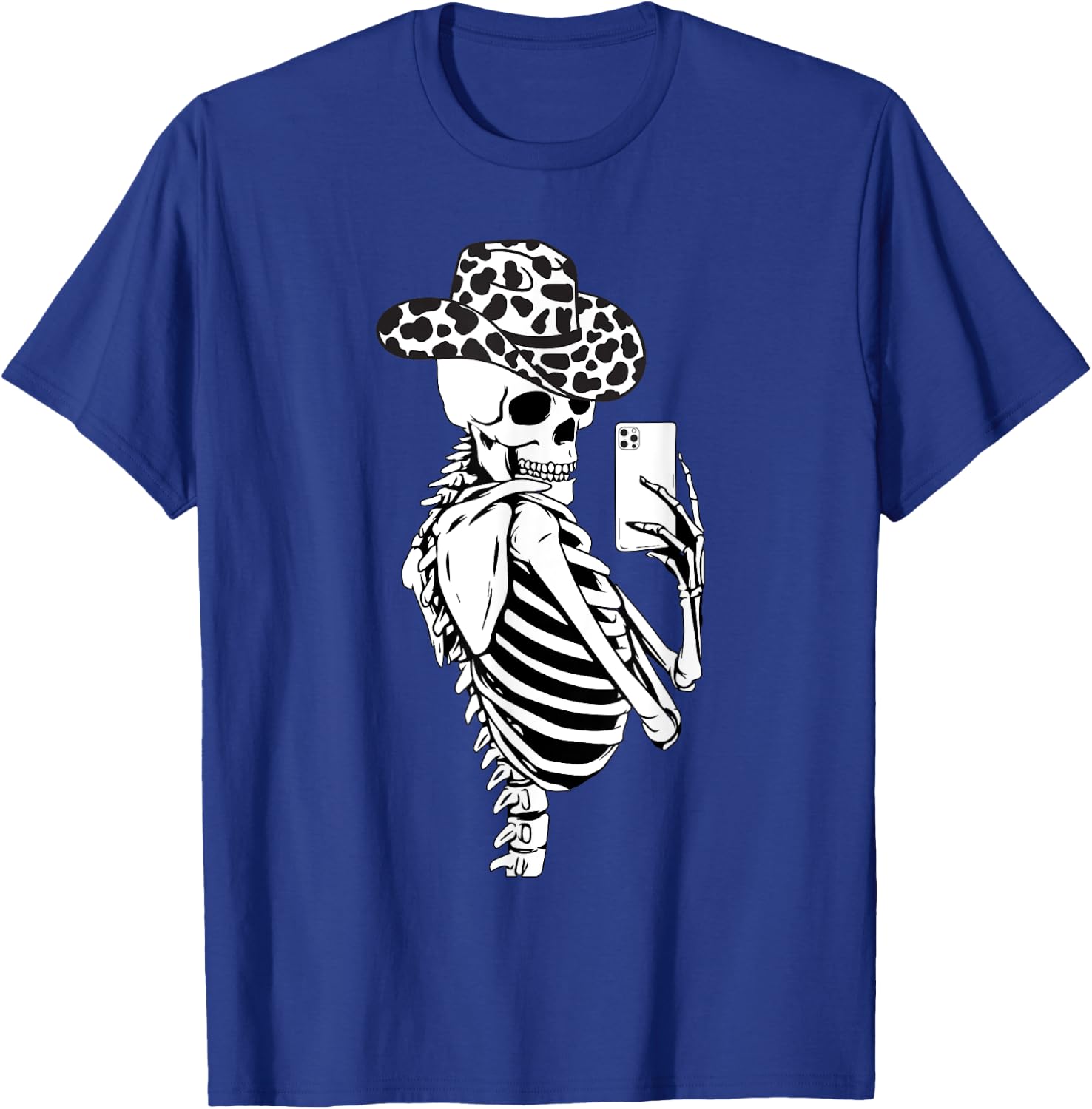 Selfies Skeleton Cowhides Cowgirls Western Cow Cowgirl Hat T-Shirt - T-Shirt | Royal