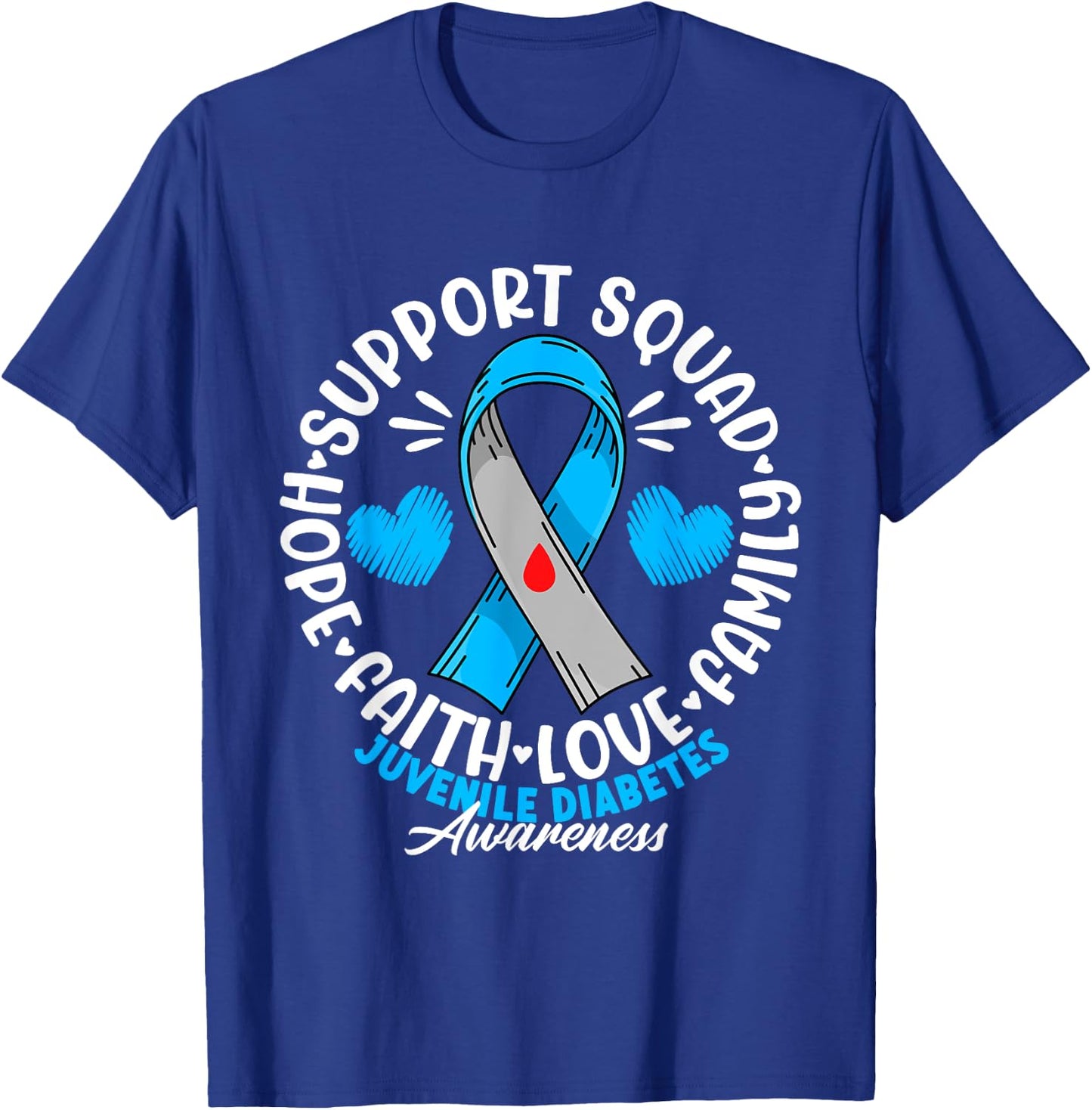 Support Awareness Squad I Juvenile T1D Type 1 Diabetes T-Shirt - T-Shirt | Royal