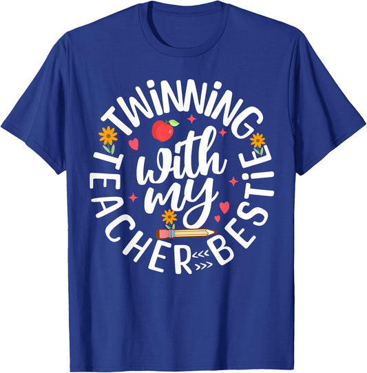 Twin Day Design for Spirit Week Teacher Bestie Matching T-Shirt - T-Shirt | Royal
