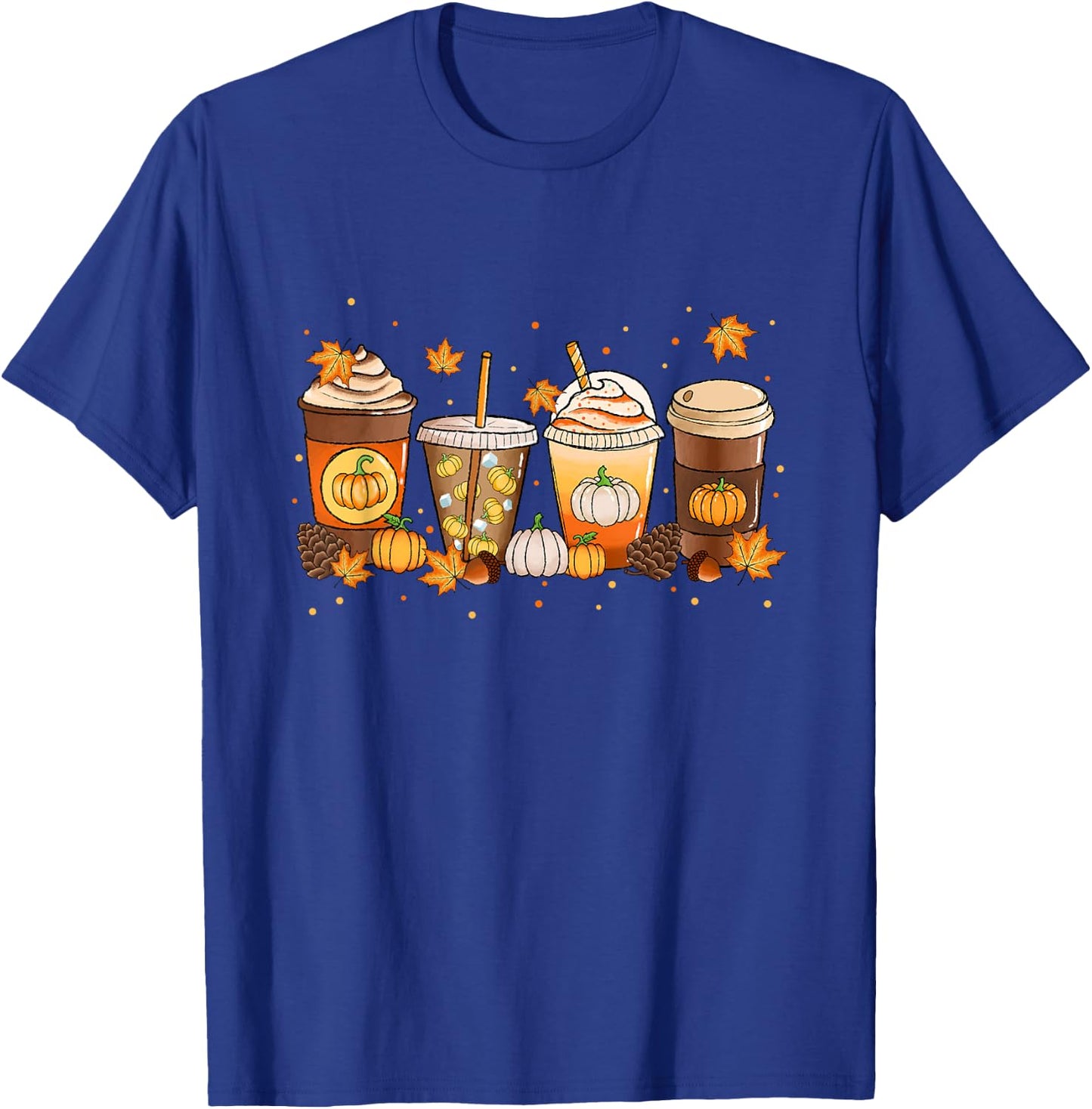 Coffee Latte Pumpkin Spice Fall Season Thanksgiving Vibes T-Shirt - T-Shirt | Royal