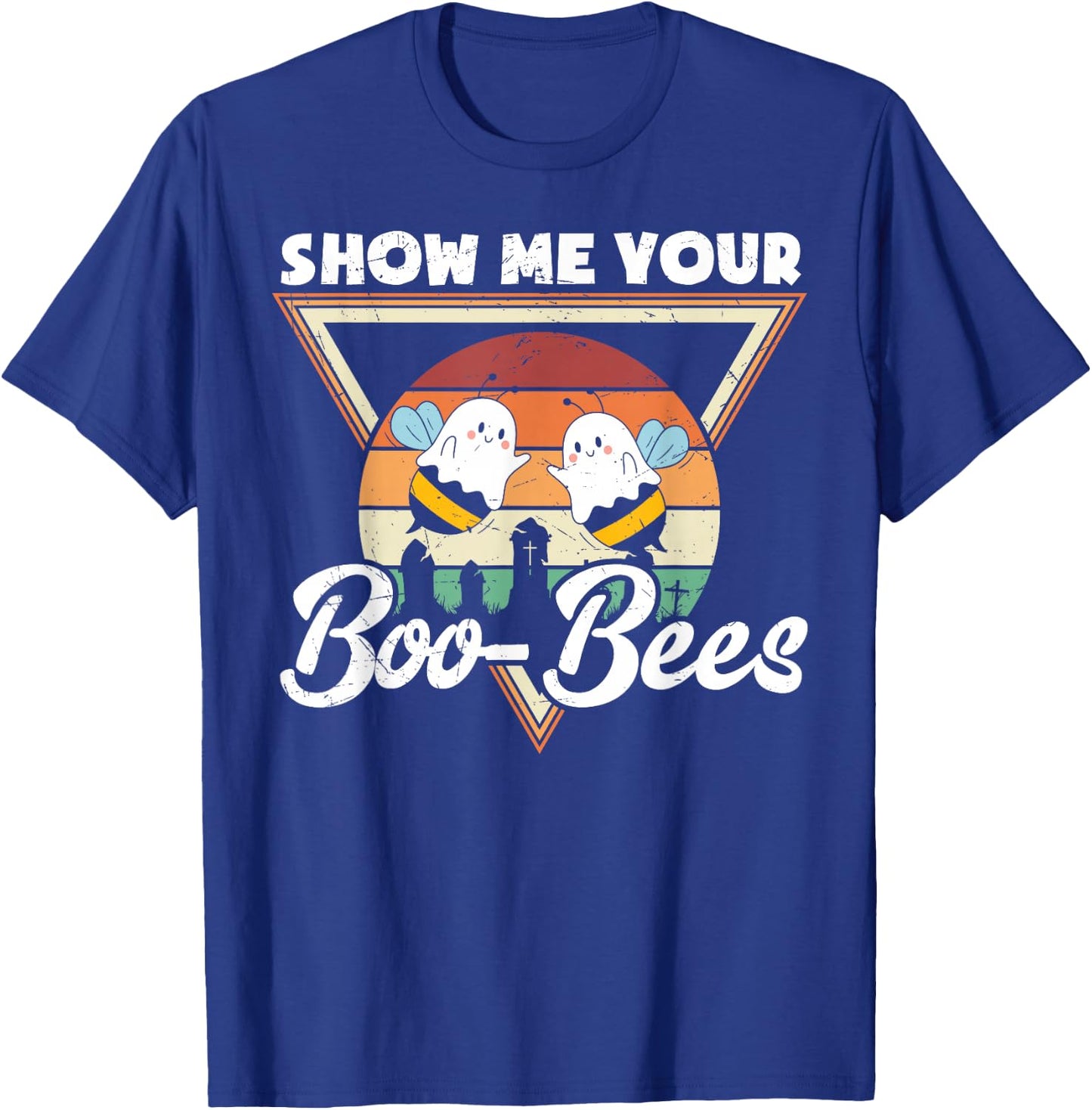 Show Me Your Boo-Bees Retro Funny Halloween Boo Bees T-Shirt - T-Shirt | Royal