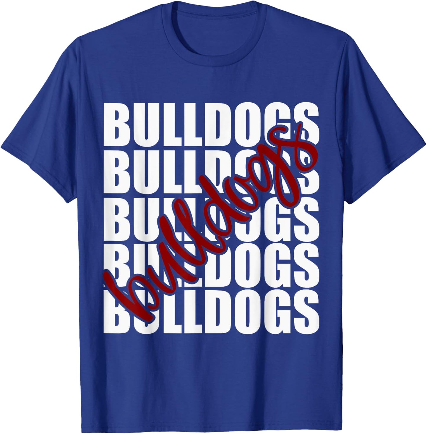Bulldogs Maroon School Sports Fan Team Spirit T-Shirt - T-Shirt | Royal