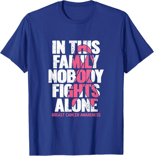 Breast Cancer Support Vintage Family Breast Cancer Awareness T-Shirt - T-Shirt | Royal