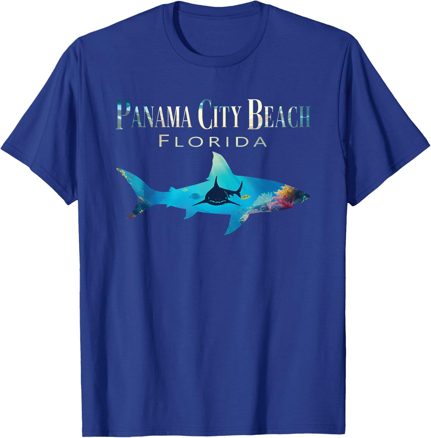 Panama City Beach Shirt Retro Panama City Beach Fl Shark Men Women Kids T-Shirt - T-Shirt | Royal