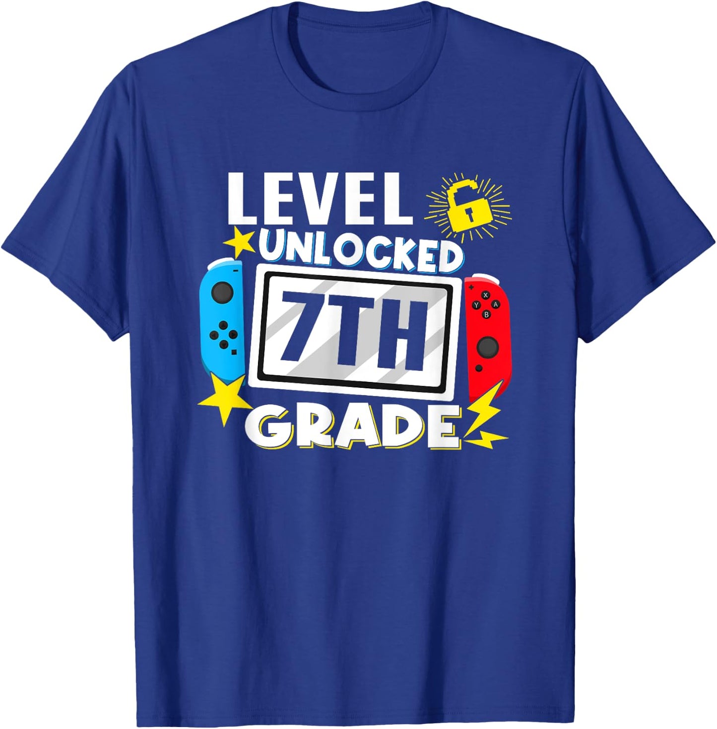 First Day Of 7th Grade Level Unlocked Game Back To School T-Shirt - T-Shirt | Royal