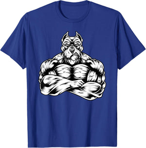 Muscles Pitbull dog lover workout Gym Fitness powerlifter T-Shirt - T-Shirt | Royal