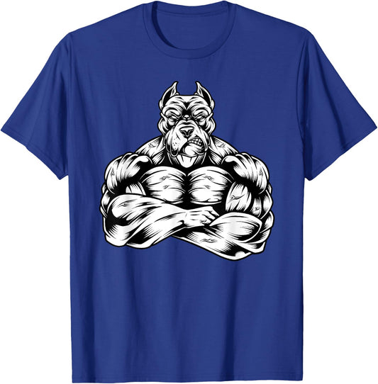 Muscles Pitbull dog lover workout Gym Fitness powerlifter T-Shirt - T-Shirt | Royal