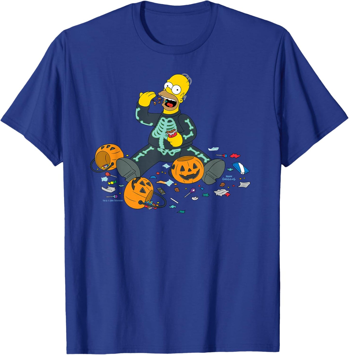 The Simpsons Homer Halloween Trick or Treat Candy Binge T-Shirt - T-Shirt | Royal