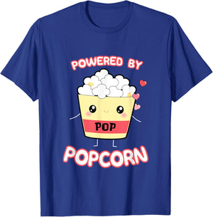 Powered By Popcorn, Cute Kawaii Popcorn Cartoon Otaku Top T-Shirt - T-Shirt | Royal
