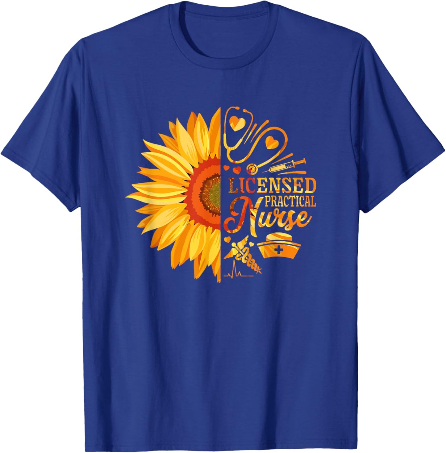 Sunflower Licensed Practical Nurse Medical Nursing LPN T-Shirt - T-Shirt | Royal