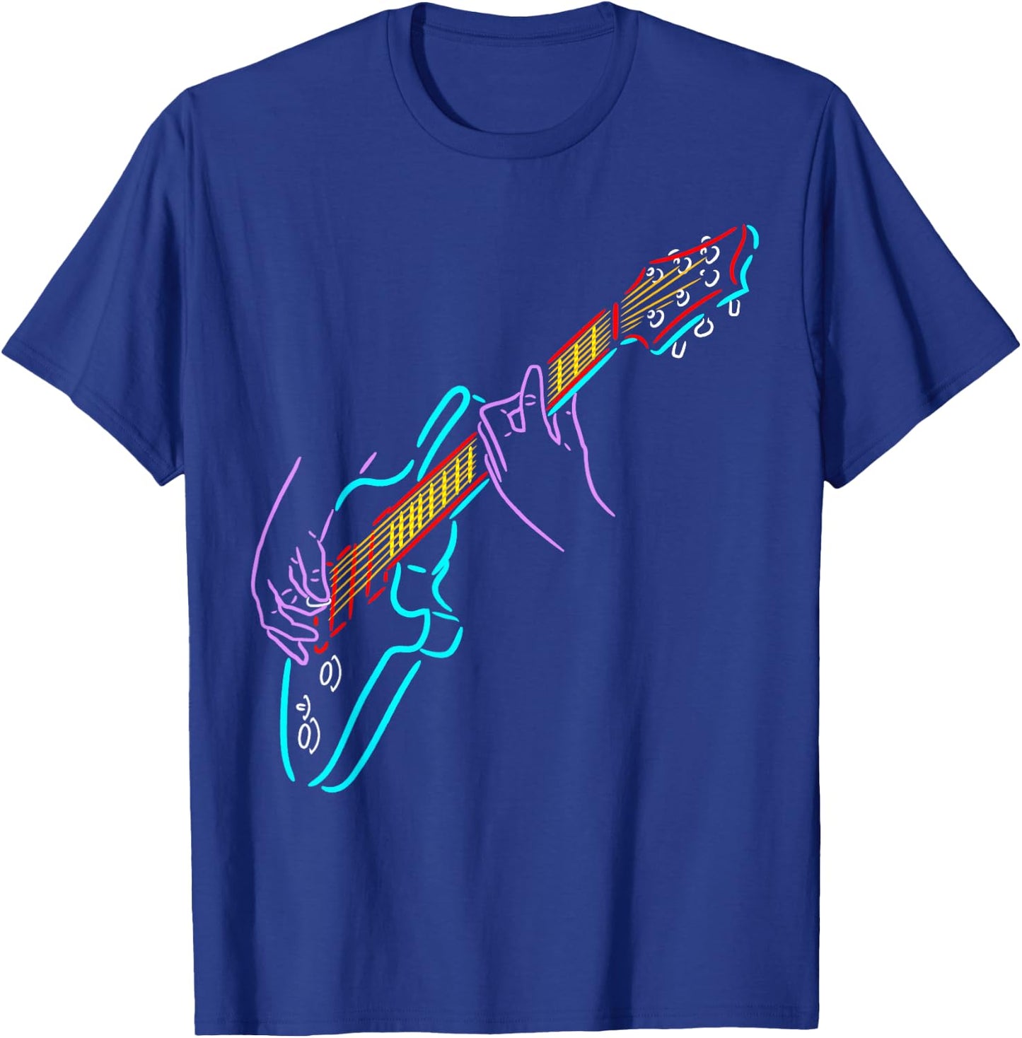 Colorful Bass Guitarist's Hands Rock and Roll Guitar Player T-Shirt - T-Shirt | Royal