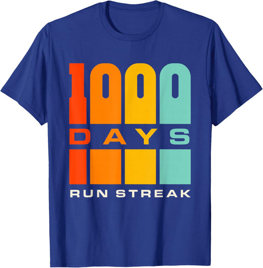 Run Streak Run Streaker 1,000 Days of Running Comma Day T-Shirt - T-Shirt | Royal