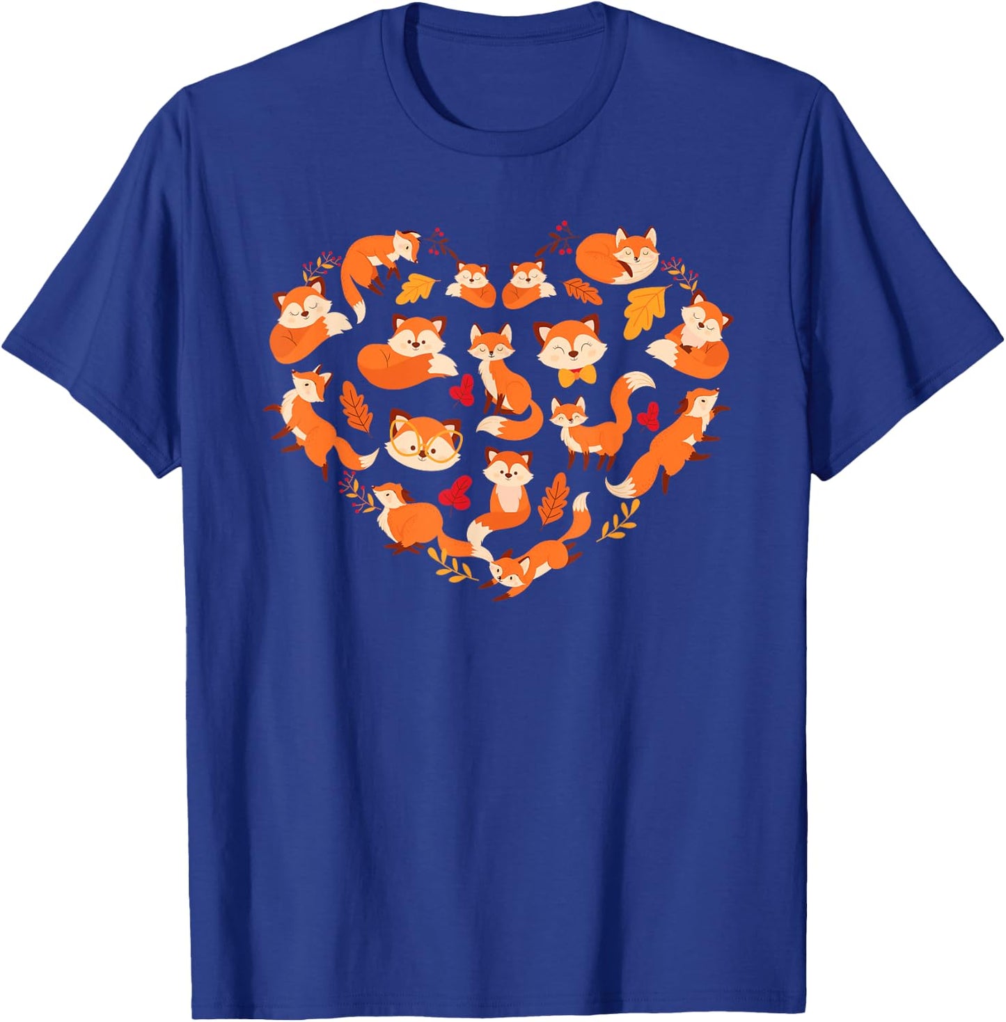 Cool Fox Women Kids Heart Shaped Arctic Foxes Animal T-Shirt - T-Shirt | Royal