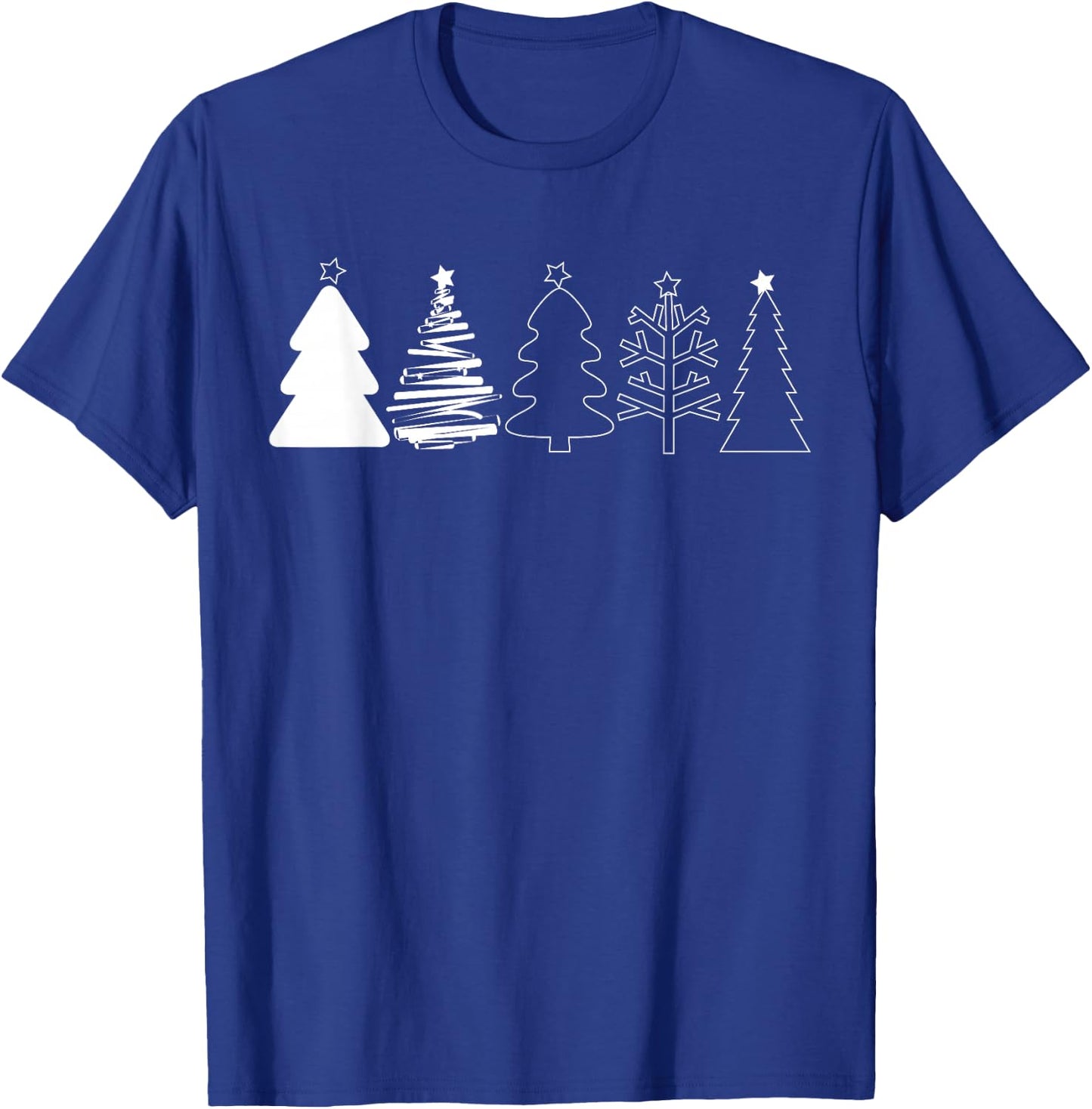 Rustic Christmas Trees Winter Forest Minimalist T-Shirt - T-Shirt | Royal