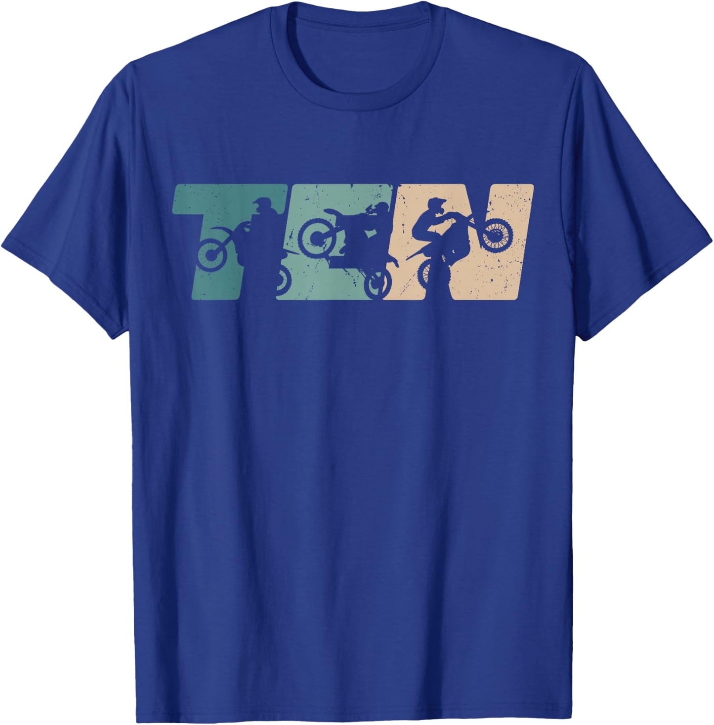 10th Birthday Retro Motocross Dirt Bike 10 Years Boys Girl T-Shirt - T-Shirt | Royal