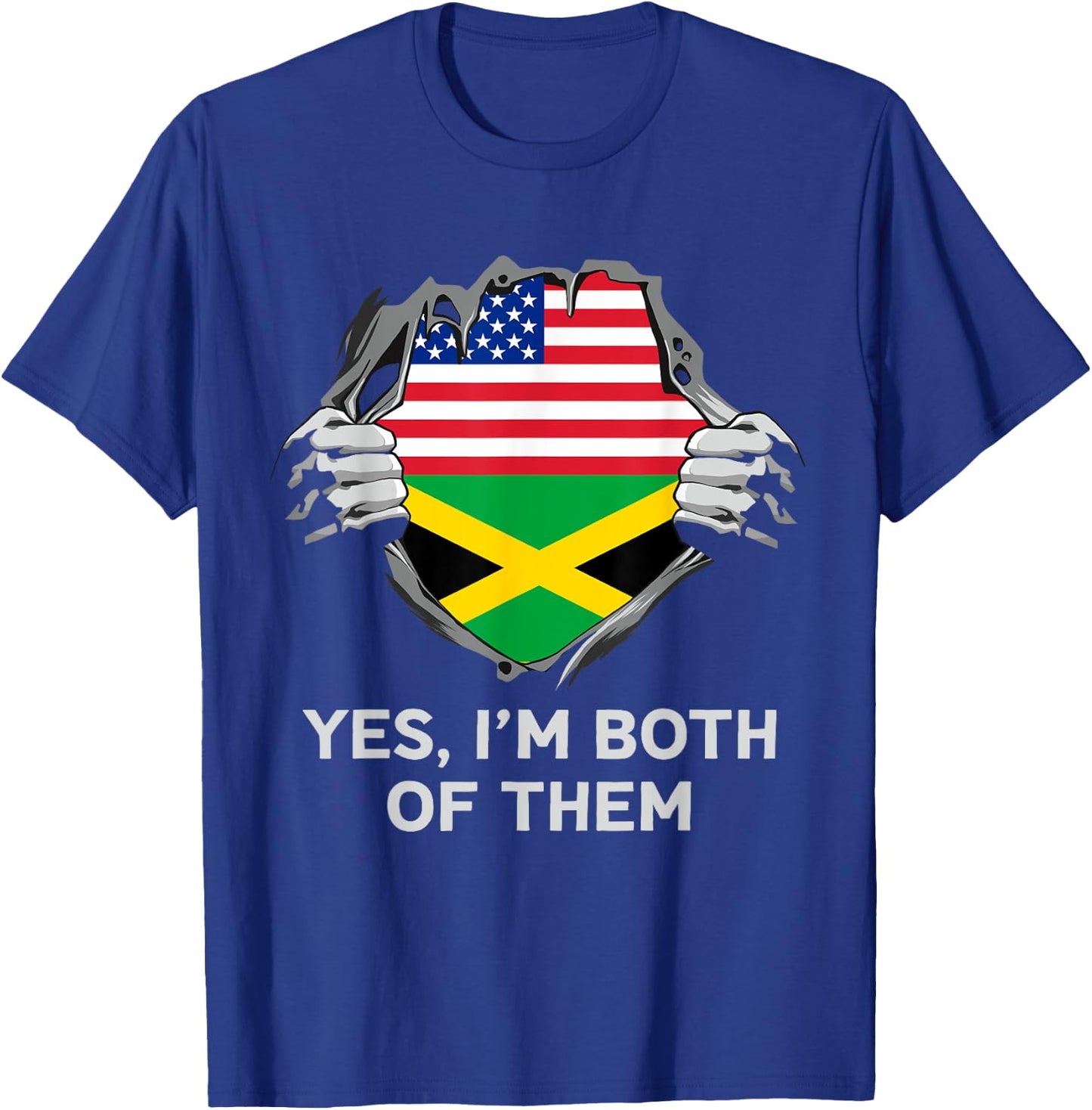 Half American Half Jamaican USA Jamaica Flag T-Shirt - T-Shirt | Royal
