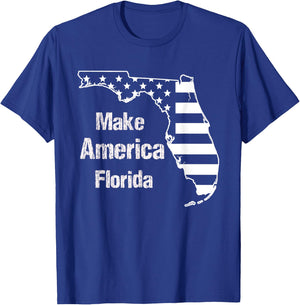 Funny Make America Florida American Flag Retro Vintage T-Shirt - T-Shirt | Royal