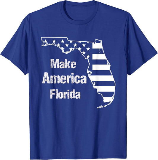 Funny Make America Florida American Flag Retro Vintage T-Shirt - T-Shirt | Royal