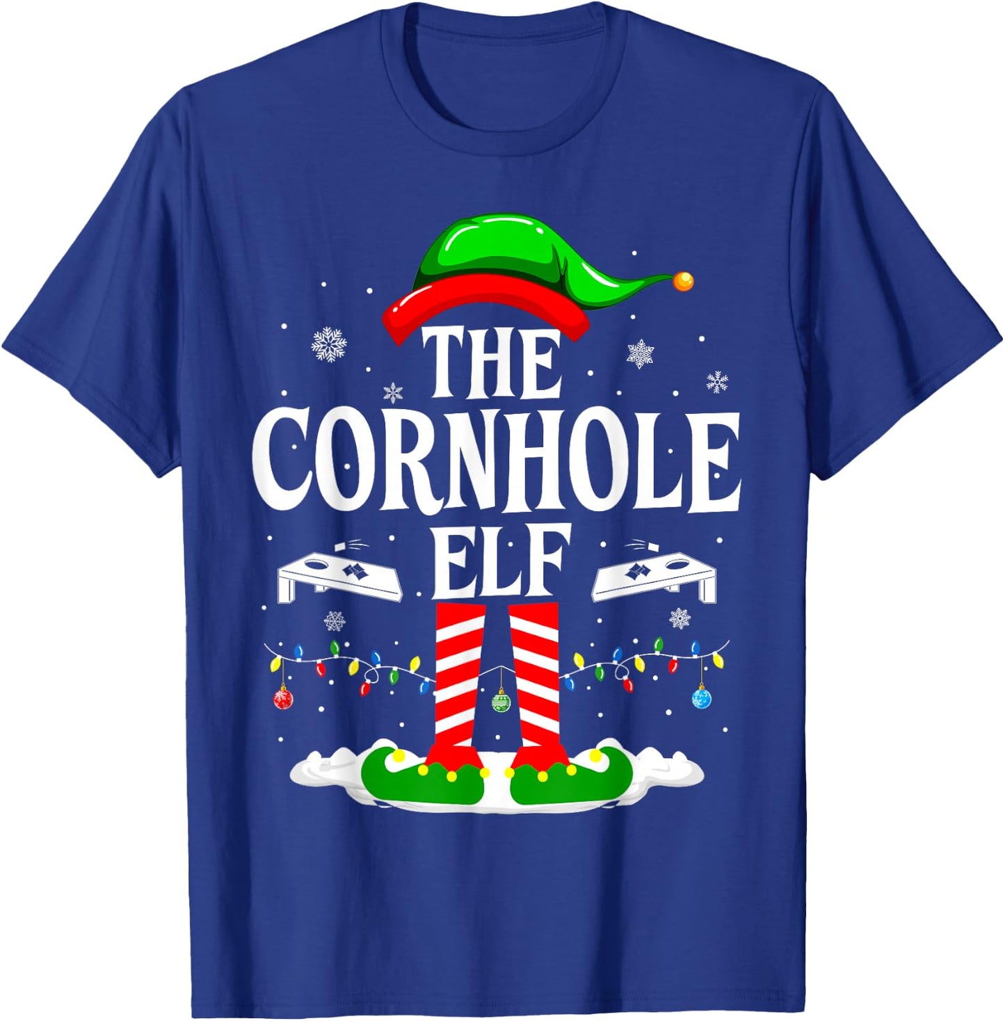 The Cornhole Elf Funny Matching Xmas Cornhole Christmas T-Shirt - T-Shirt | Royal