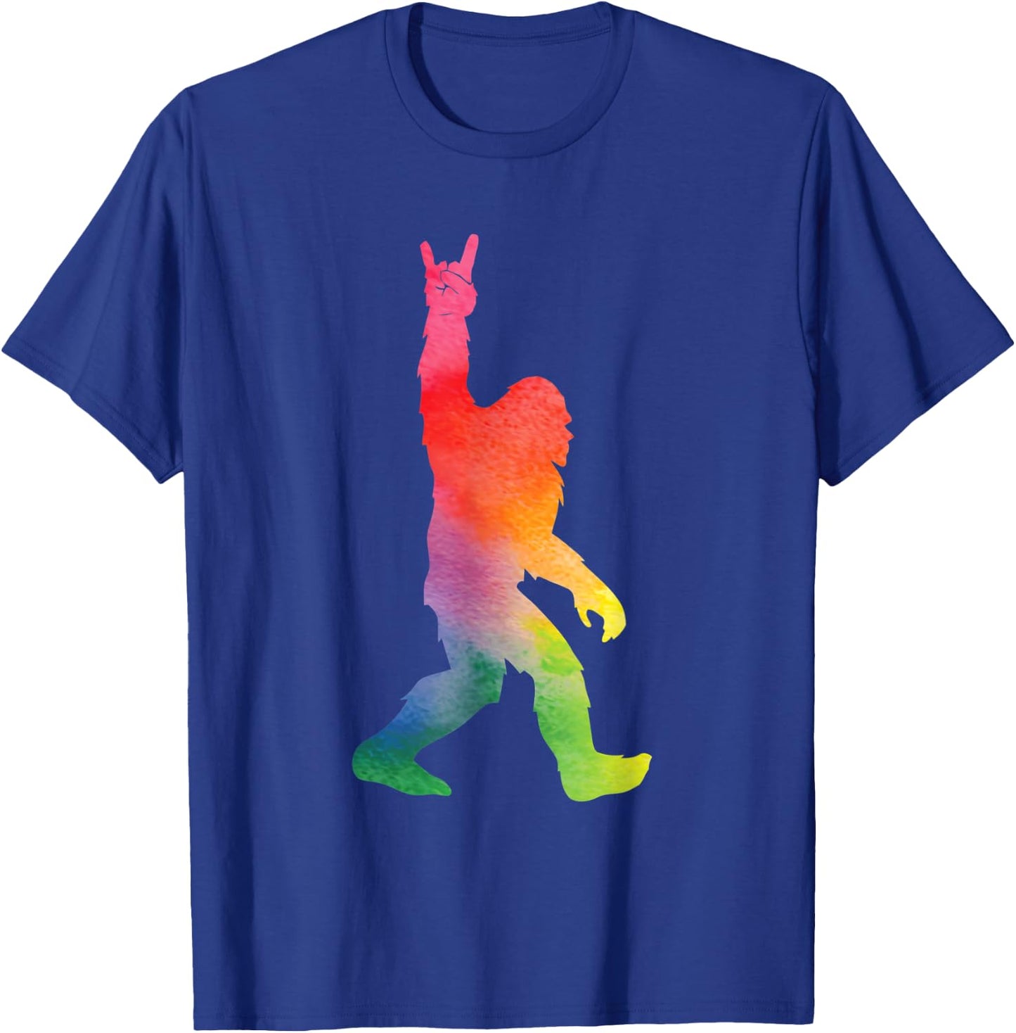 Bigfoot Sasquatch Peace Big Foot Squatch Colorful Rainbow T-Shirt - T-Shirt | Royal