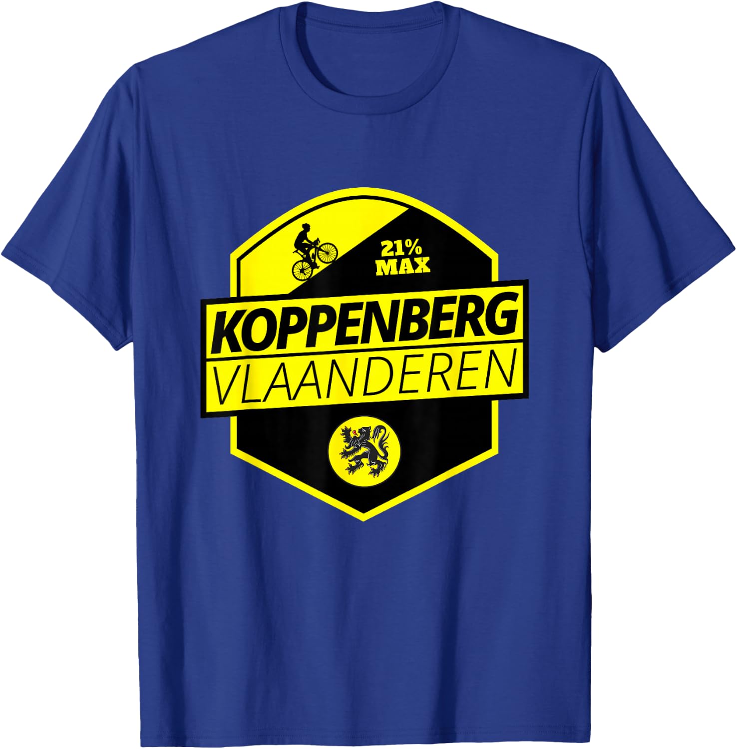 Koppenberg Cycling In Flanders Belgium Cobbled Climb Cyclist T-Shirt - T-Shirt | Royal
