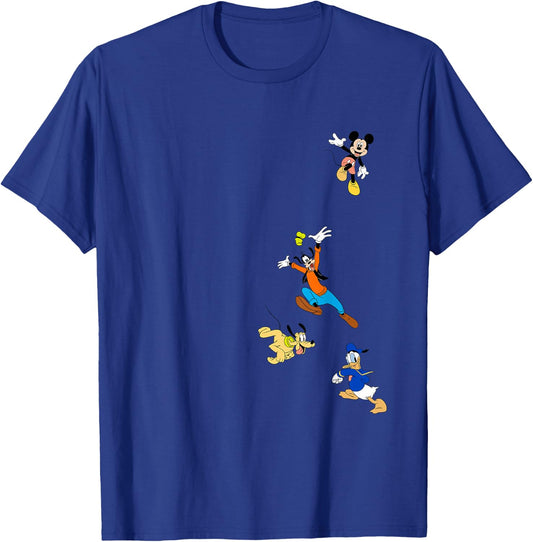 Disney Mickey and Friends Goofy Donald Falling Cartoon Icons T-Shirt - T-Shirt | Royal