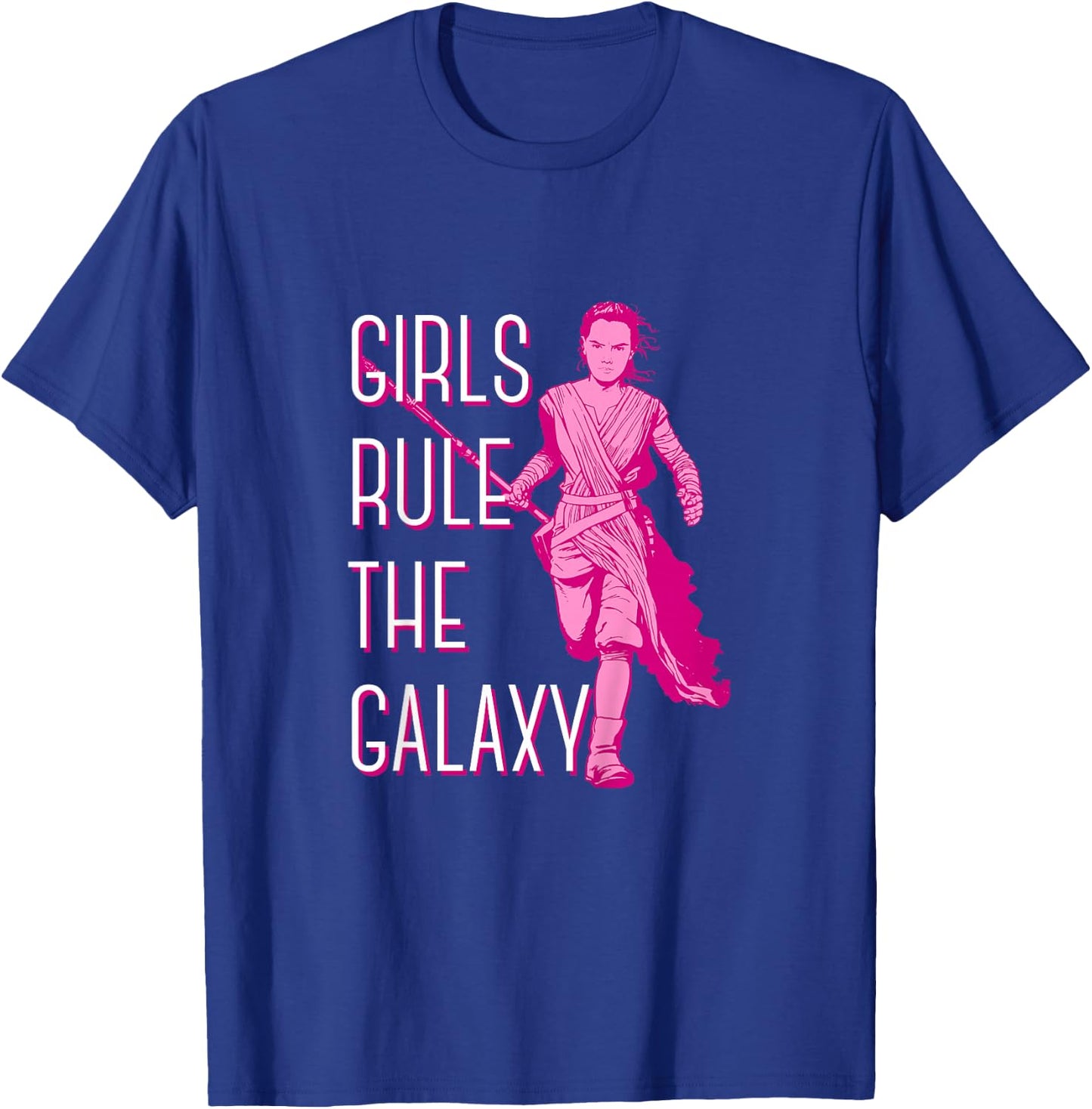 Kids Star Wars: The Force Awakens Girls Rule The Galaxy Rey Logo T-Shirt - T-Shirt | Royal