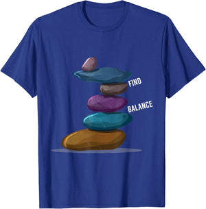 Find Balance Rock Stacks Of Rock Balancing Rock Stacking T-Shirt - T-Shirt | Royal