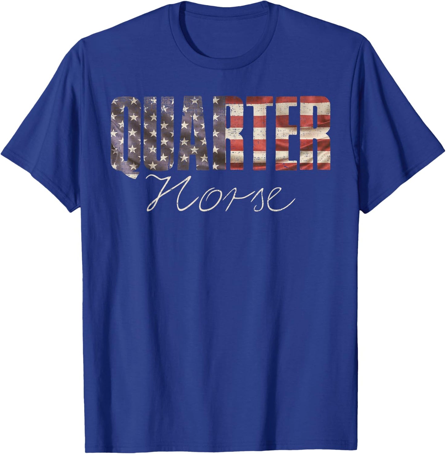 American Quarter Horse With USA Flag, Horseback Riding T-Shirt - T-Shirt | Royal